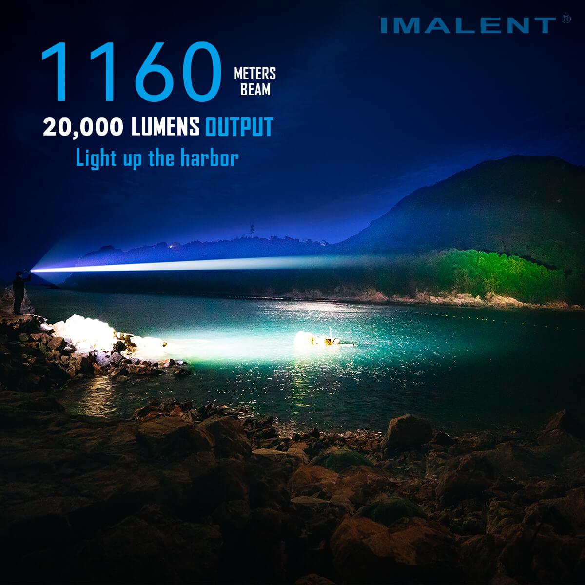 Imalent RS50 review  20,000 lumen flashlight with 1,200 meters