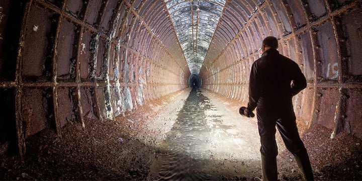 flashlights tunnel illuminate exploration