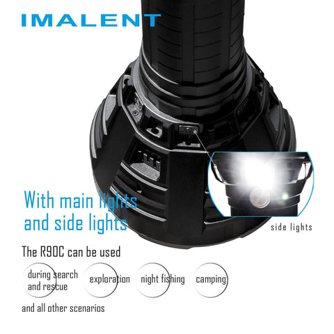 IMALENT R90C Rechargeable Flashlight Searchlight 20000 Lumens CREE XHP35 HI  LEDs bundle with a Lumintrail Keychain Flashlight